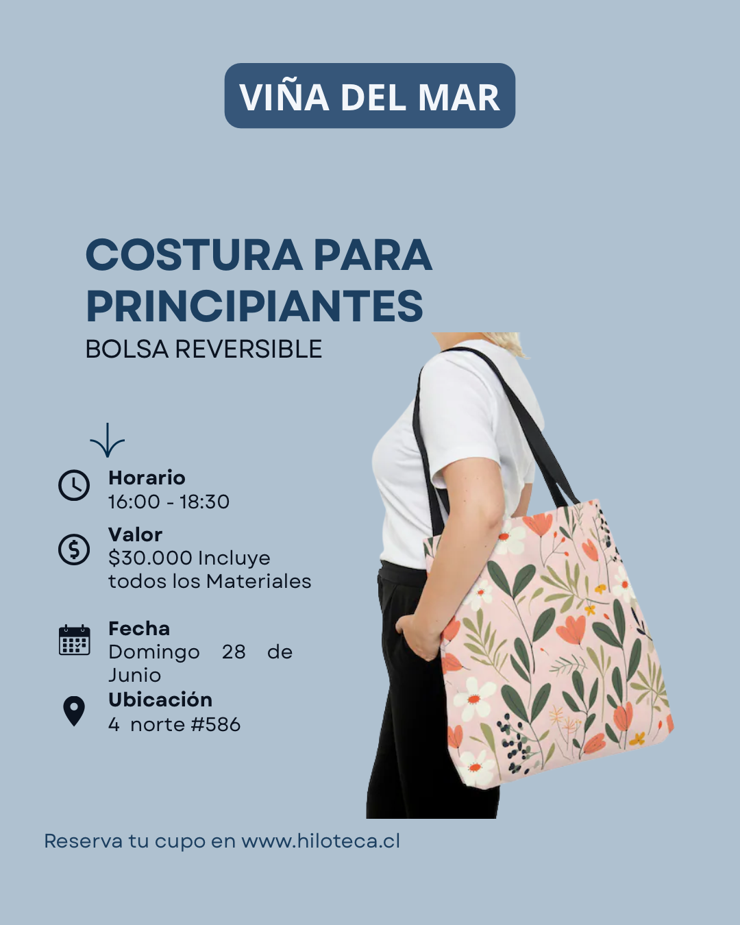Aprende a Coser Bolsa Reversible: Viña del mar 28 de junio