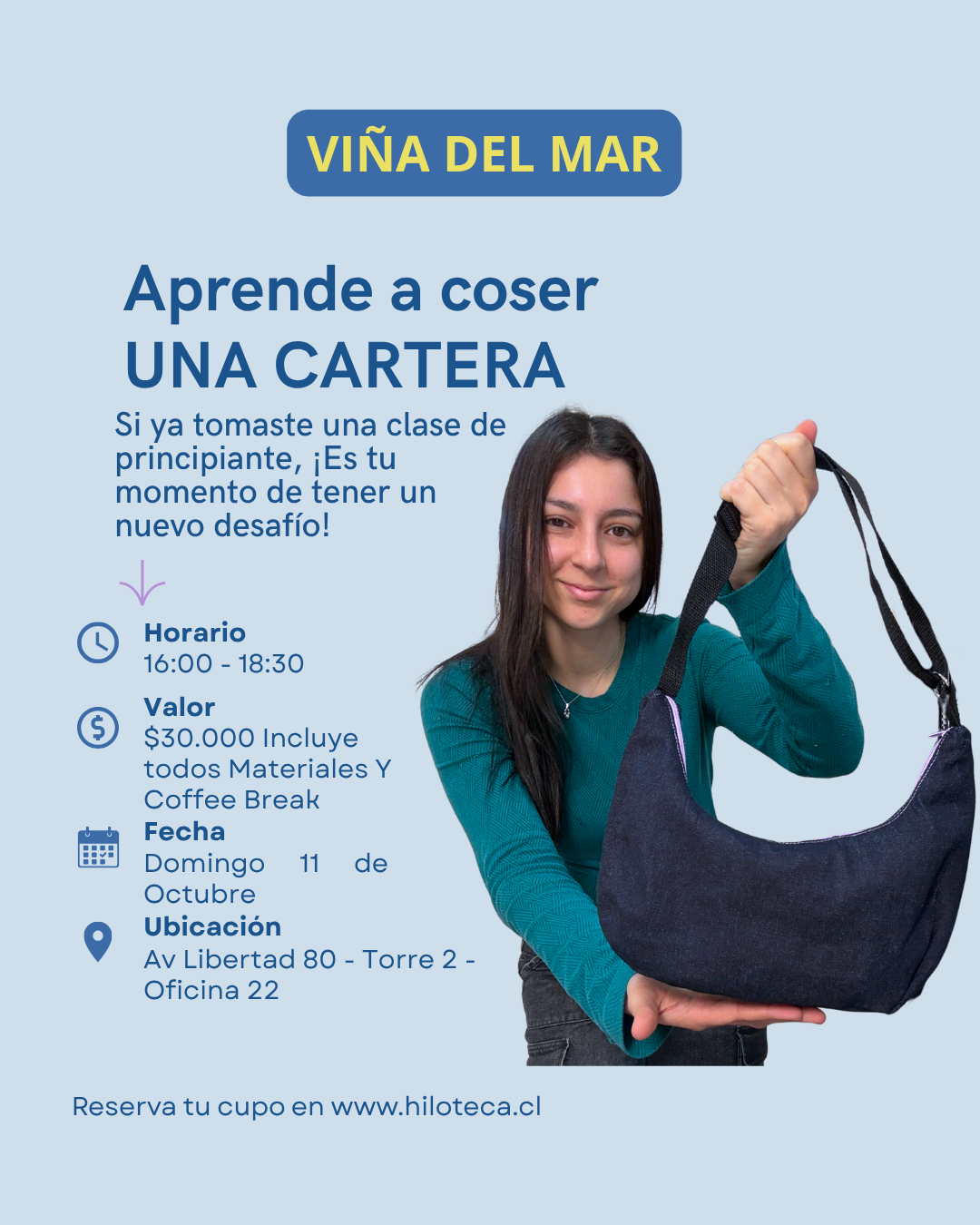 2. Clase Aprende a coser Carteras (Viña del Mar) 11 Octubre 16:00