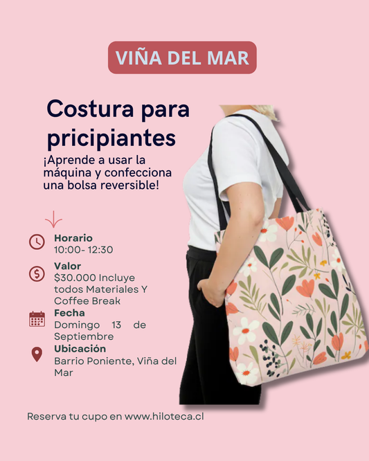 Clase costura para principiantes: Bolsa reversible Viña del mar 13 de Septiembre