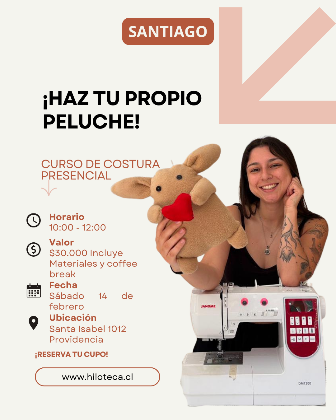 CURSO PRESENCIAL COSTURA DE PELUCHE EN SANTIAGO 14 DE FEBRERO