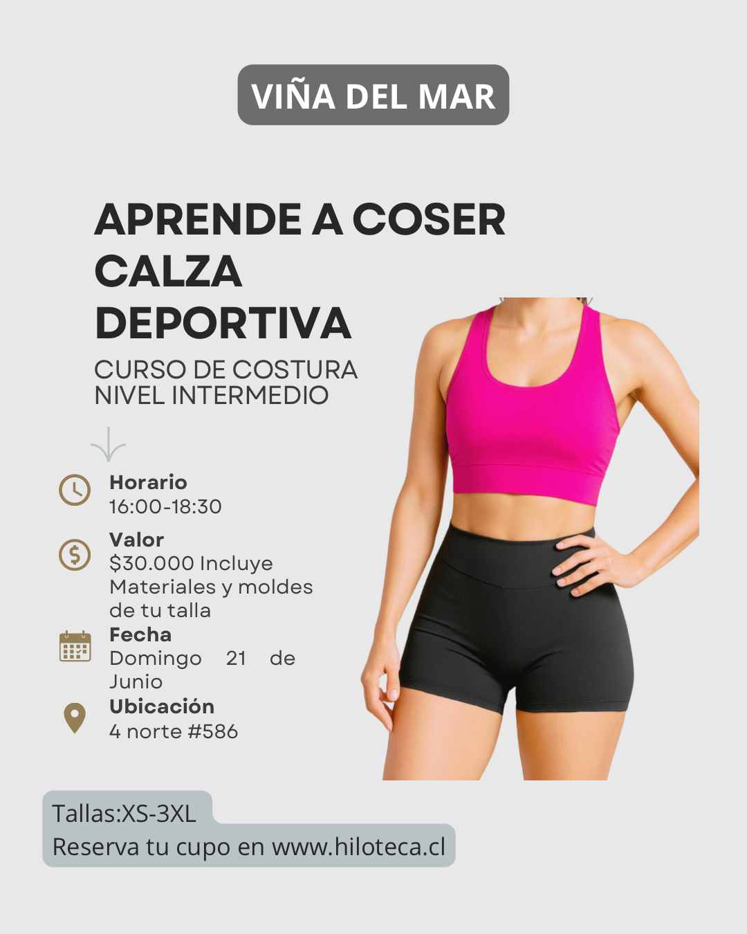 Clase de Costura Calza Deportiva- VIÑA DEL MAR- 21 de Junio