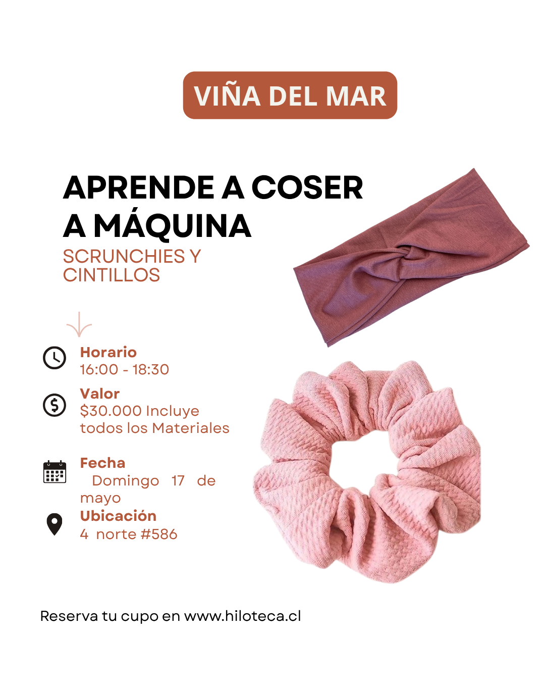 Clase Aprende a coser a máquina (Viña del Mar) 17 de mayo
