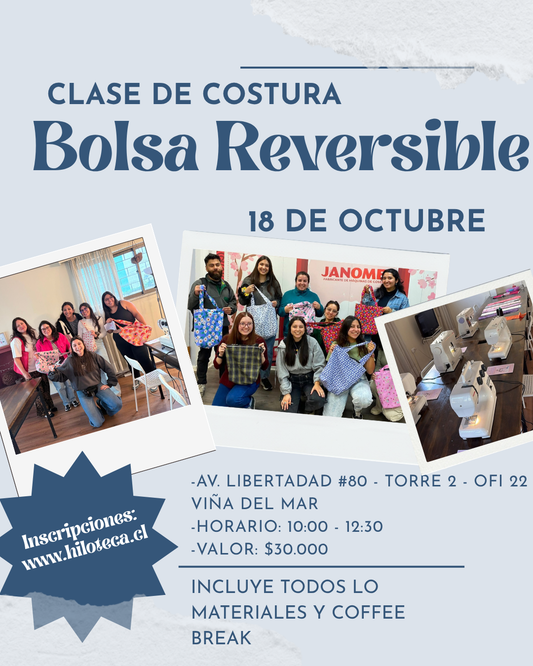 1. Clase costura para principiantes: Bolsa reversible Viña del mar 18 de Octubre 10:00